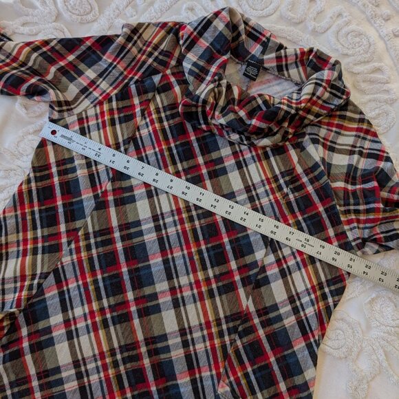 Robert Louis plaid tunic cowl neck handkerchief hem patch pockets EUC Large - Picture 6 of 10
